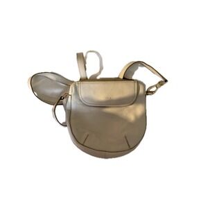 Furla Cream Leather Crossbody Shoulder Bag Flap Zip Closure Gold Hardware